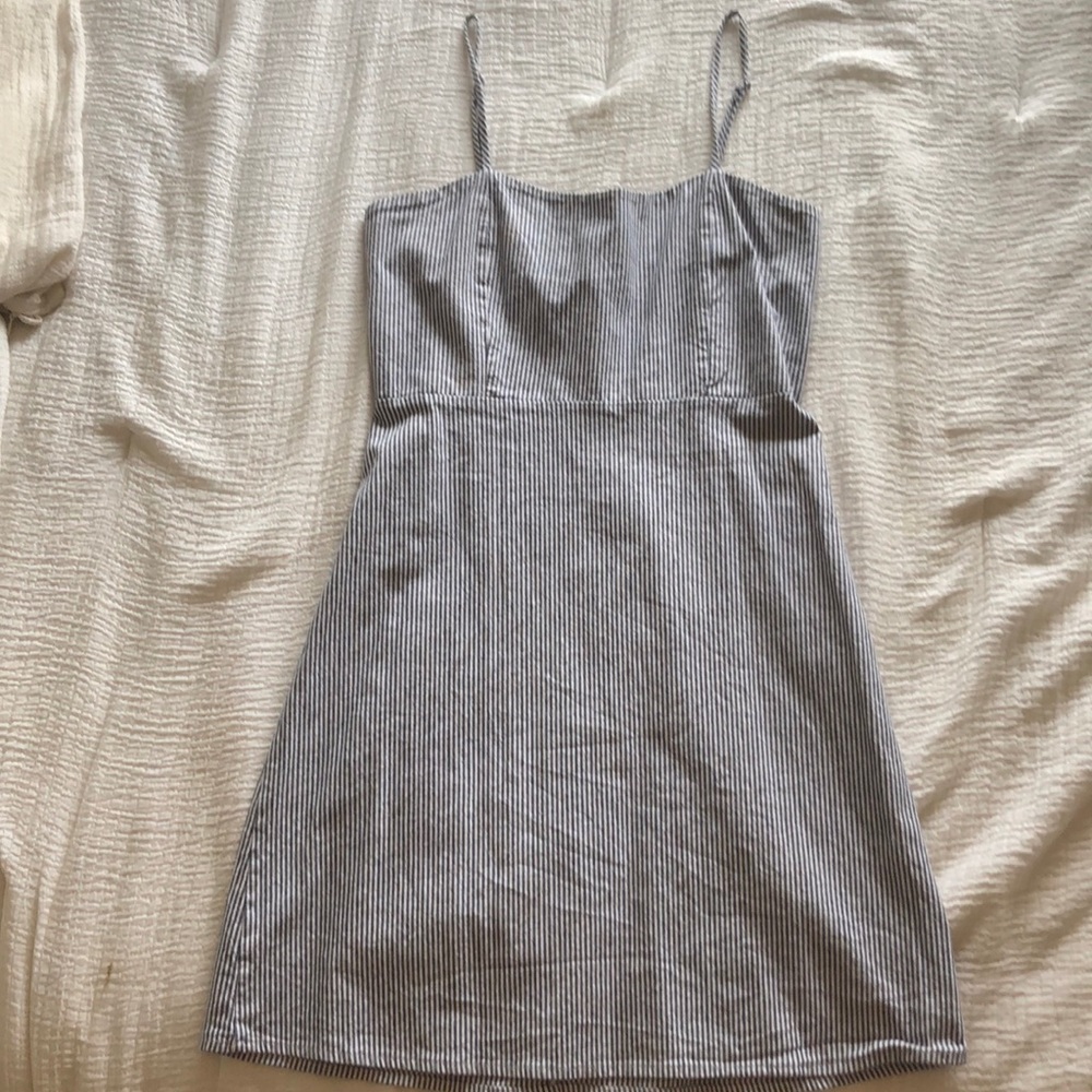 Blue and white stripped mini dress